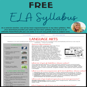 Preview of EDITABLE Language Arts Syllabus
