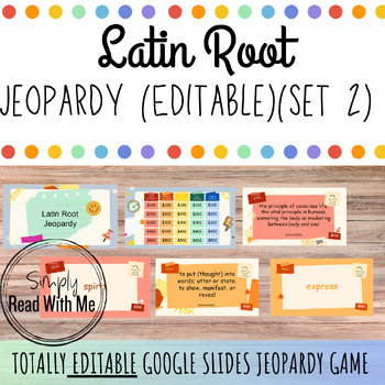 Preview of EDITABLE Latin Root Jeopardy (Google Slides) Set 2