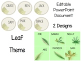 EDITABLE Leaf Theme Student Name Tags/Labels