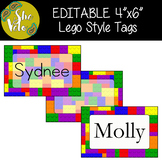 EDITABLE Lego Style Name Tags, Bin Labels, Word Wall, Locker Tags