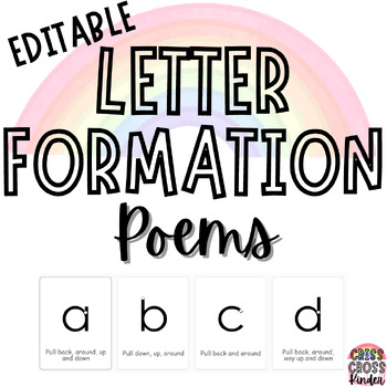 Preview of EDITABLE Letter Formation Verbal Path Poems for Handwriting (Lowercase)