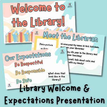 Preview of EDITABLE - Library Welcome & Expectations Presentation