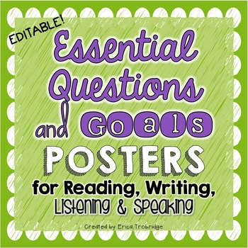 Preview of EDITABLE Learning Goals and Essential Questions {Literacy Posters}