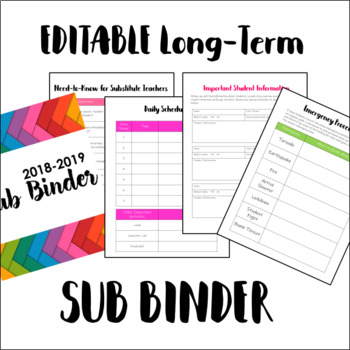 Preview of EDITABLE Long-Term Sub Binder for Middle and High School Teachers