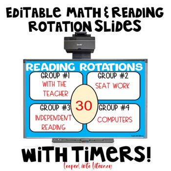 Preview of EDITABLE MATH AND READING ROTATION SLIDES WITH TIMERS