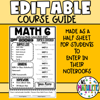 Preview of EDITABLE MIDDLE SCHOOL COURSE GUIDE (SYLLABUS)