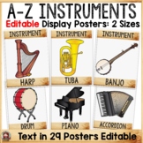 EDITABLE MUSIC INSTRUMENTS CLASS DECOR POSTERS: A TO Z