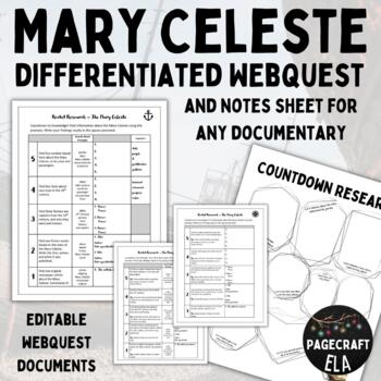 Preview of EDITABLE Mary Celeste Webquest | Guided Research Activity | Documentary Notes