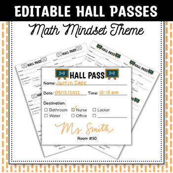 Preview of EDITABLE Math Hall Pass Template