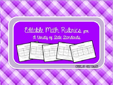EDITABLE Math Rubrics for a Variety of State Standards