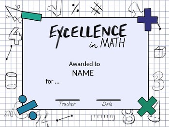 Preview of EDITABLE Math Themed Certificates