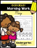 EDITABLE May Kindergarten Morning Work