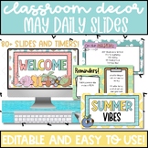 EDITABLE May Summer Daily Google Slides Templates, Schedul