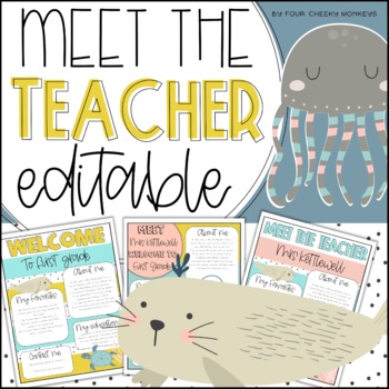 Preview of EDITABLE Meet The Teacher Template // Boho Ocean