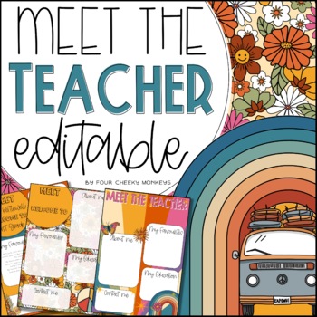 Preview of EDITABLE Meet The Teacher Template // Boho Retro