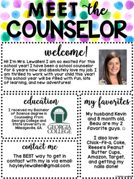 EDITABLE Meet the Counselor Watercolor Template TPT