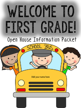 Preview of EDITABLE Meet the Teacher First Grade Open House Information Packet!