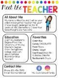 EDITABLE Meet the Teacher Letter Template-Rainbow