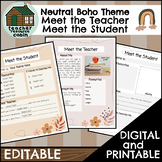 EDITABLE Meet the Teacher / Meet the Student | Neutral Boh