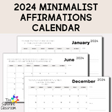 EDITABLE Minimalist 2024 Calendar Blank Affirmations Flora