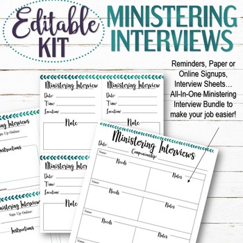 EDITABLE Ministering Interview Kit - INSTANT DOWNLOAD by TimeSavors