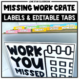 EDITABLE Missing Work Crate Kit - Labels and File Tabs