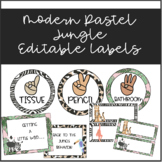 EDITABLE Modern Pastel Jungle Theme Classroom Labels/Hand 