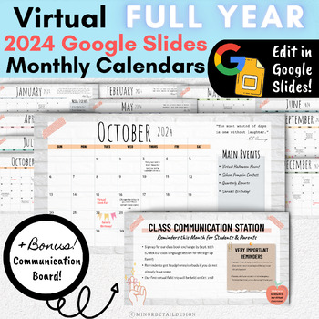 EDITABLE Monthly Calendar Google Slides Google Slides Calendar Yearly