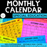 EDITABLE Monthly Calendar | Special Education
