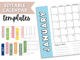 EDITABLE Monthly Calendar Templates | Use Every Year | Edi