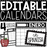 EDITABLE Monthly Calendars {Spanish Version}