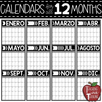editable monthly calendars spanish version by teaching with terhune