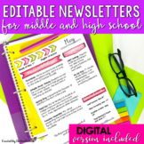 Monthly Newsletter Templates EDITABLE Middle School and Hi