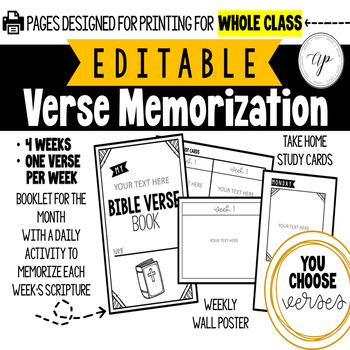 Preview of EDITABLE Monthly Verse Memorization Plan