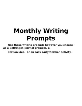 Preview of EDITABLE Monthly Writing Prompts