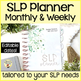 EDITABLE Monthly and Weekly SLP Planner: Greenery Eucalyptus