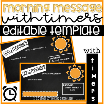 Preview of EDITABLE Morning Meeting/Morning Message PowerPoint Template with Timer