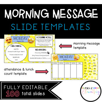 Preview of EDITABLE Morning Message & Attendance Slides