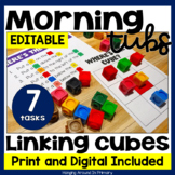 EDITABLE Morning Tubs | Math Centers with Linking Cubes | 