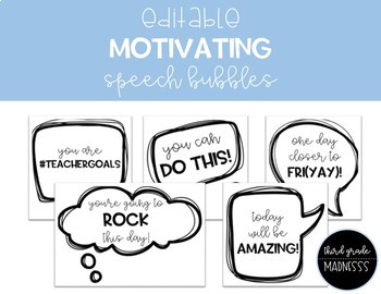 Preview of EDITABLE Motivating Speech Bubbles