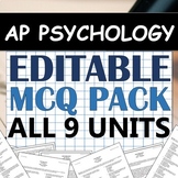 EDITABLE Multiple-Choice / MCQ Tests - AP Psychology / AP 
