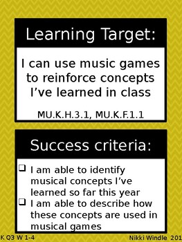 Preview of EDITABLE Music Learning Targets/Goals