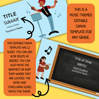 Preview of EDITABLE Music Lesson Canva Template for All Grade Levels