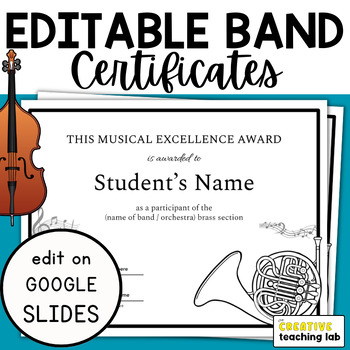 Preview of Editable and Printable Band Music Concert Certificate Awards Templates