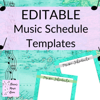 Preview of EDITABLE Music Schedule Template | World Map/Travel Theme