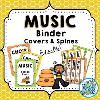 Preview of EDITABLE Music Teacher Binder Covers & Spines - Busy Bee Kids