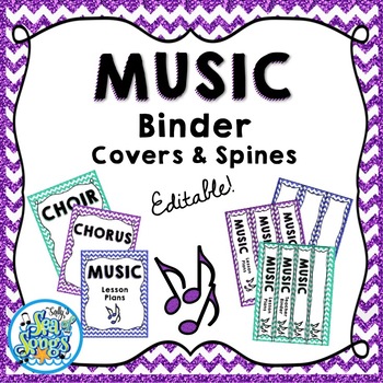 Preview of EDITABLE Music Teacher Binder Covers & Spines - Glitter & Chevrons