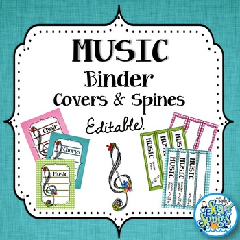 Preview of EDITABLE Music Teacher Binder Covers & Spines - Teal & Blooms