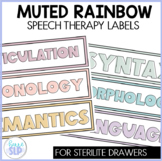 EDITABLE Muted Rainbow 3 Drawer Sterilite Labels for Speech Therapy Materials