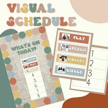 Preview of EDITABLE Muted Visual Schedule for Special Ed with PCS